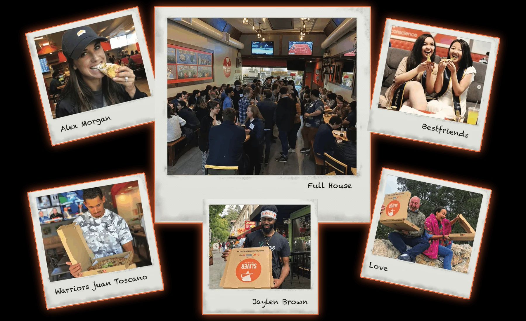 Happy SLIVER Customers enjoying fresh pizza